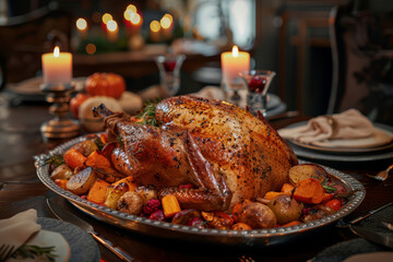 Fototapeta premium Thanksgiving turkey on a plate