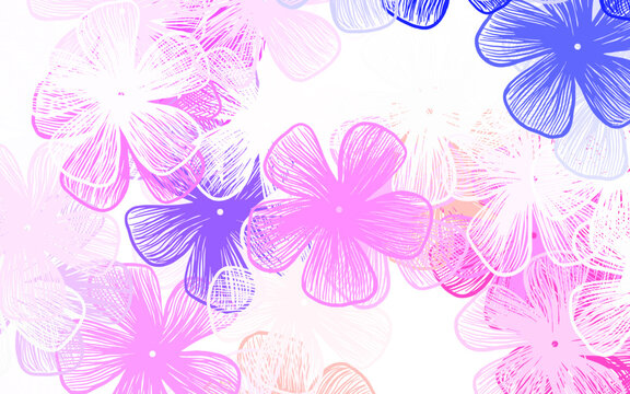 Light Purple vector doodle background with flowers