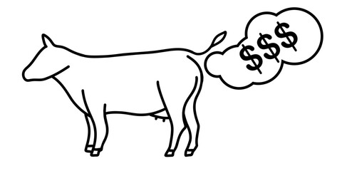 Vector illustration of CO2 carbon tax from cows and livestock, first in Denmark