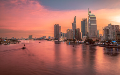 Fototapeta premium District 1, Saigon, Vietnam - Brilliant sunset in my city