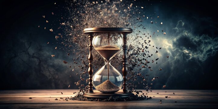 Hourglass Exploding Time and Space - Abstract Conceptual Photography