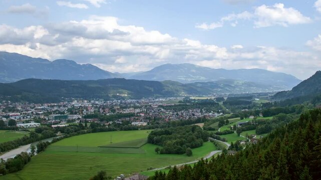 Timelapse from a ski lift descending in the valley of Villach 