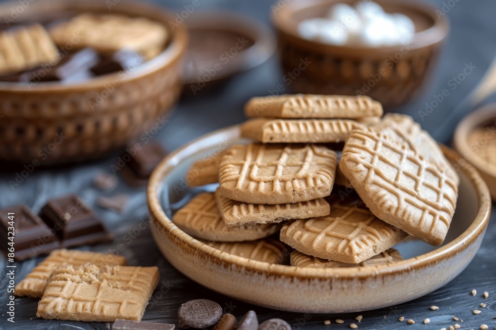 Sticker Homemade Peanut Butter Cookies on Rustic Table