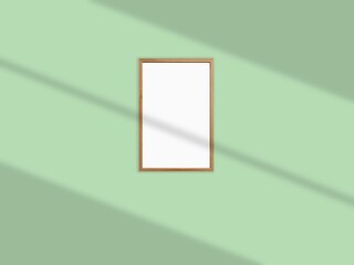 Blank picture frame mockup on wall, horizontal artwork template.