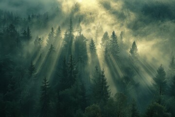 Obraz premium Enchanted Forest: misty forest