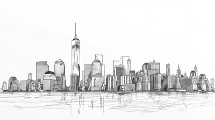 Obraz premium Continuous Line Art of Skyline City 
