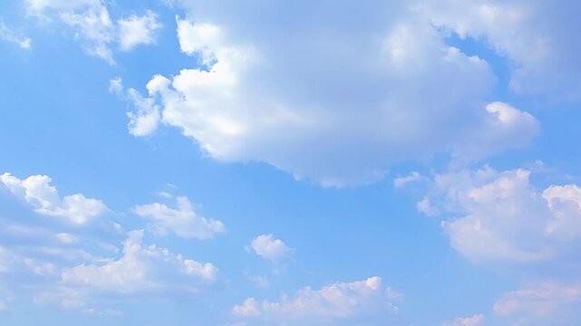 Cloudscape, Timelapse of beautiful Blue Sky with fluffy cumulus clouds, for a background