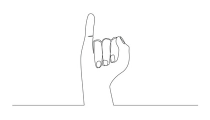 continuous line of little finger.little finger sign to show agreement,friendship and others.single line vector.isolated white background