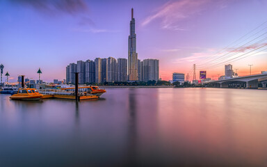 Naklejka premium District 1, Saigon, Vietnam - Brilliant sunset in my city