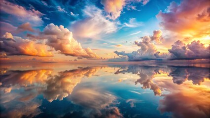 Reflective Sunset Sky with Dramatic Clouds