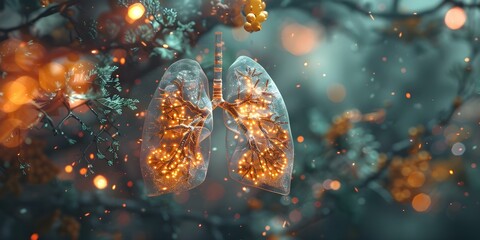 Visual representation of lung health impacted by emphysemas respiratory struggles. Concept Medical Illustration, Respiratory Health, Lung Function, Emphysema Symptoms