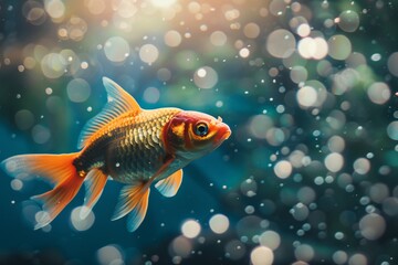 Goldfish in Shimmering Water
