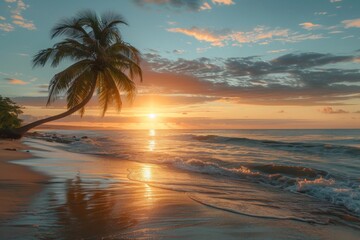 Tropical Beach Sunset Scene