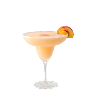 Peach daiquiri on white background, cocktails 