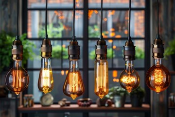 Obraz premium Vintage Hanging Edison Bulbs