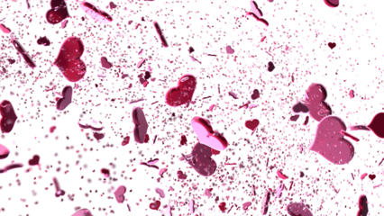 realistic isolated heart confetti on the transparent background for decoration and covering.