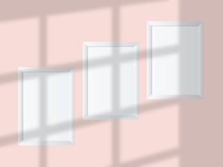 Vertical photo frame mockup with shadow overlay and pastel color background