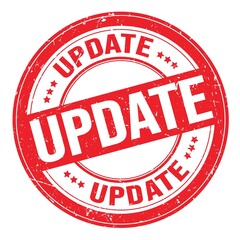 UPDATE text written on red round stamp sign