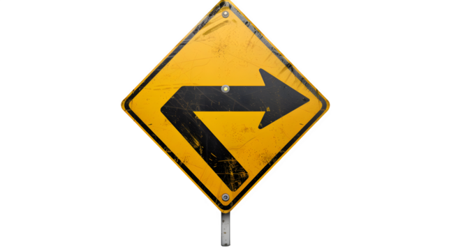 Road sign with arrows, PNG file, transparent background, isolated on white