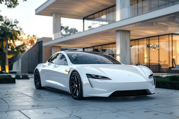Electric Sports Car in Luxury Setting