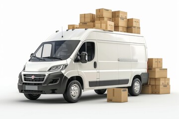 Delivery Van with Cardboard Boxes