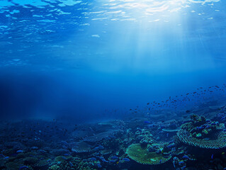 A beautiful blue ocean with a clear sky above