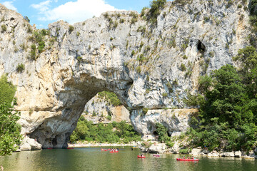 Famous "Pont d'Arc" at river Ard&egrave;che in Southern France
