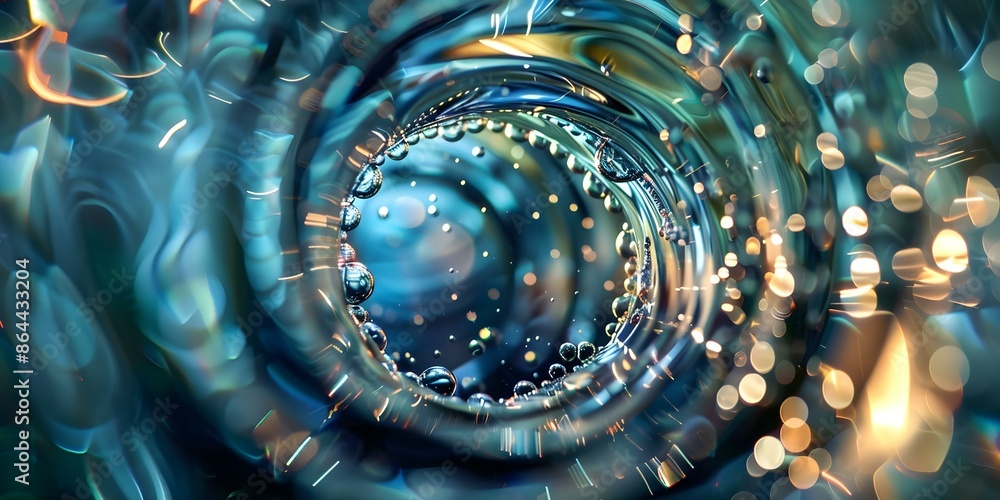 Aufkleber spiraling bubbles create a cool vortex effect in a blurred motion. concept bubbles, vortex effect, b
