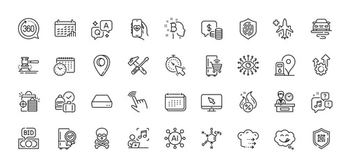 Petrol station, Yummy smile and Bitcoin think line icons pack. AI, Question and Answer, Map pin icons. Certified refrigerator, Chemical formula, Seo shopping web icon. Vector