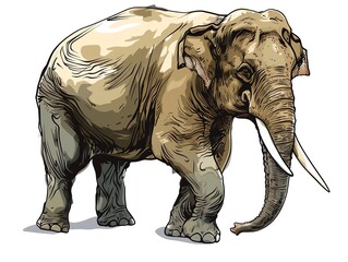 Fototapeta premium Asian Elephant Illustration. Majestic Mammal in Nature