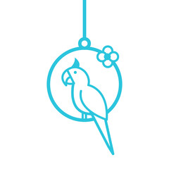 Naklejka premium Talking parrot. Isolated on white background. From blue icon set.