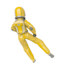 astronaut girl is floating back on rear view