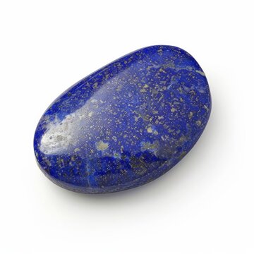 A close-up of a polished lapis lazuli gemstone