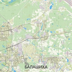 Balashikha, Russia map poster art