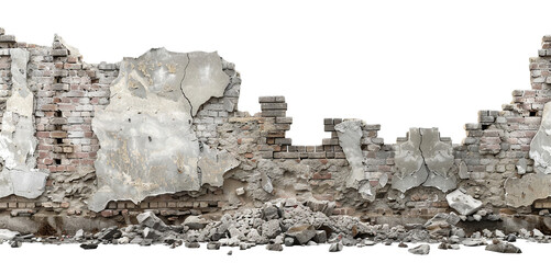 Destroyed brick wall cut out