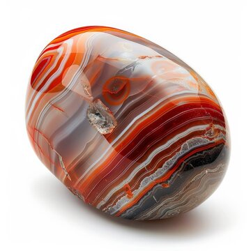 Close-up of a smooth, banded sardonyx gemstone