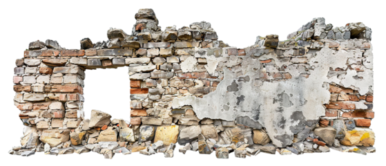 Destroyed brick wall cut out