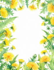 Obraz premium Dandelion Weed Watercolor Border Painting, Page Frame Trim, Graphic Resource