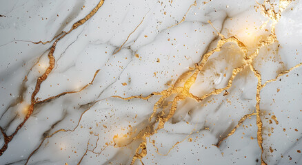 Elegant white marble texture with thin golden veins