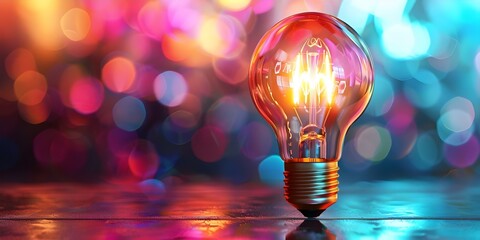 Vibrant idea bulb symbolizes innovation in a brainstorming session full of creativity. Concept Innovation, Brainstorming, Creativity, Idea Generation, Vibrant Bulb