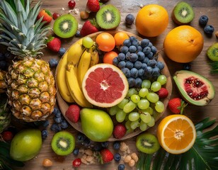 Top-Down View of Vibrant Fresh Fruit Dish