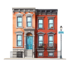 Obraz premium New York House street watercolor illustration 