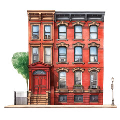 Obraz premium New York House street watercolor illustration 