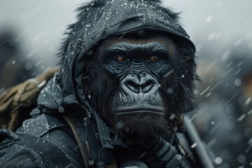 Gorilla in warrior suit