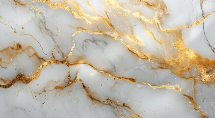 Fototapeta premium Elegant white marble texture with thin golden veins