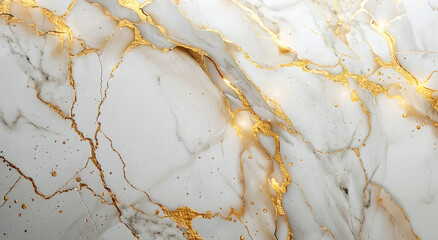Elegant white marble texture with thin golden veins