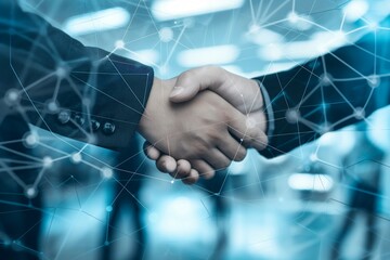 handshake between two people digital connection overlay