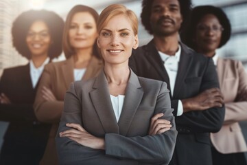 portrait of a smiling team folded arms