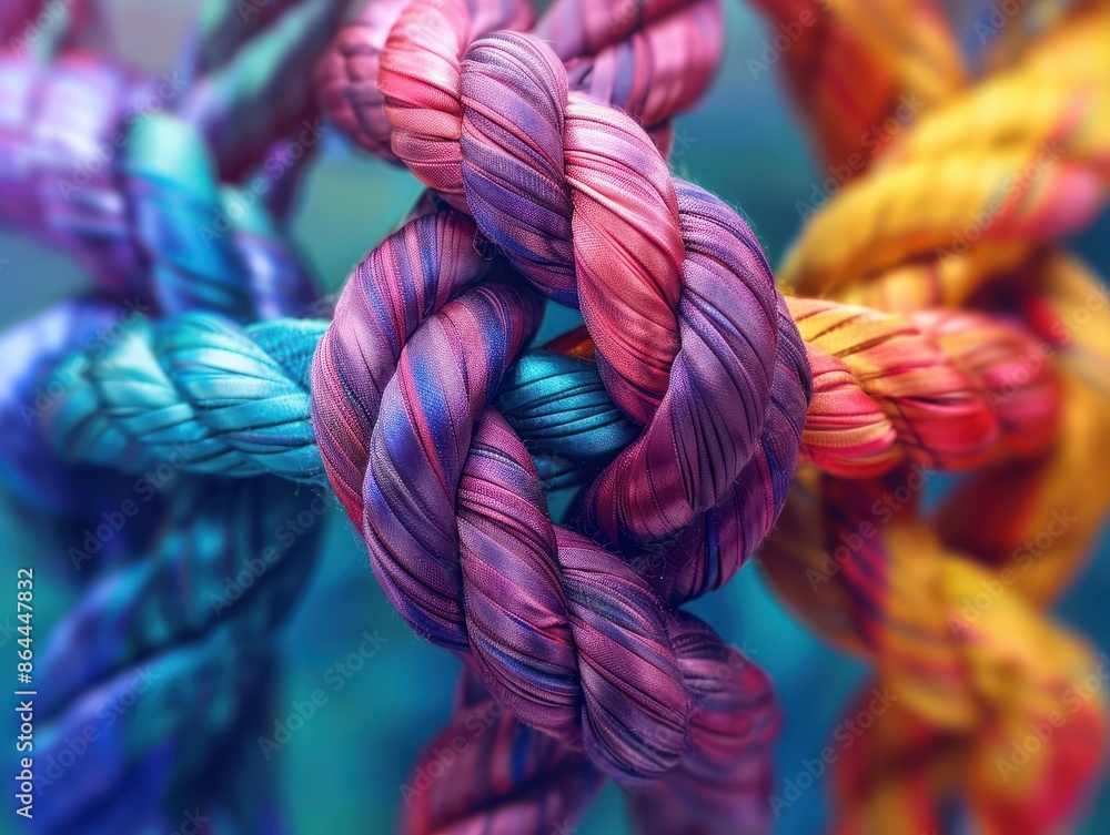 Aufkleber team rope diverse strength connect partnership together teamwork unity communicate support. strong d