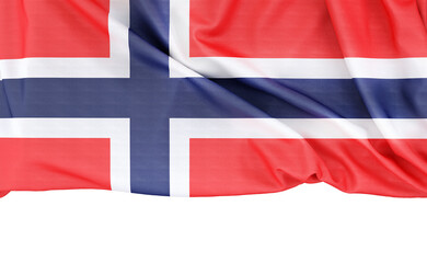 Fototapeta premium Flag of Norway isolated on white background with copy space below. 3D rendering
